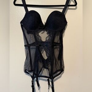 Victoria's Secret Black Sheer Lace Bustier Corset